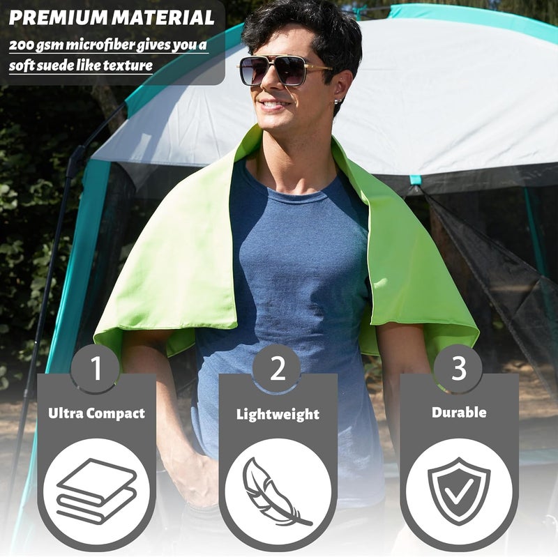 Rainleaf 2 Pack Microfiber Quick Dry Travel Towel, Super Absorbent Ultra Compact Lightweight Camping Towel for Gym, Hiking, Pool, Yoga - Green - Image 5